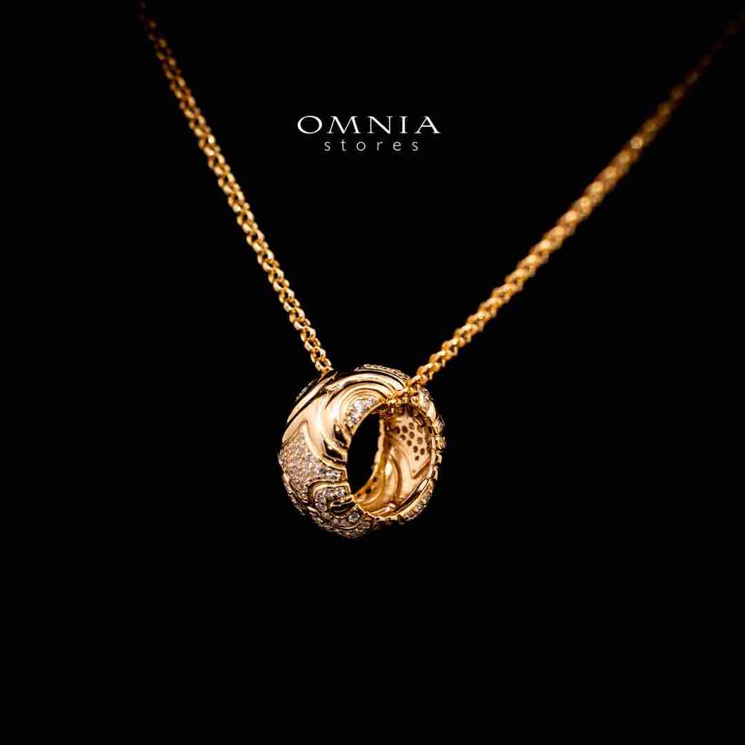 Omnia Hajar Golden Pendant Necklace in 925 Silver In High Quality Simulated Diamonds - Image 3