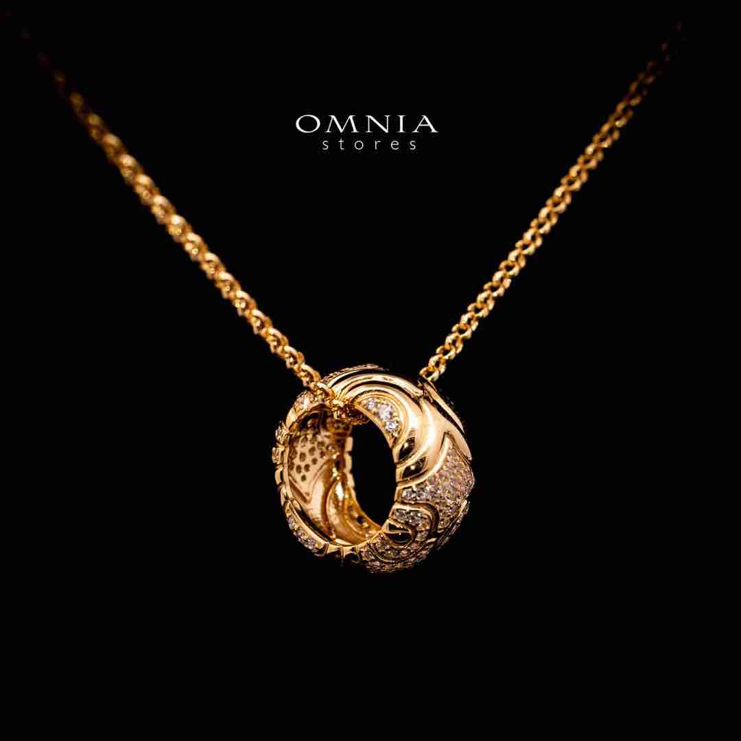 Omnia Hajar Golden Pendant Necklace in 925 Silver In High Quality Simulated Diamonds - Image 2