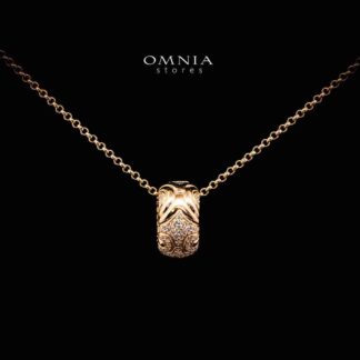 Omnia Hajar Golden Pendant Necklace in 925 Silver In High Quality Simulated Diamonds