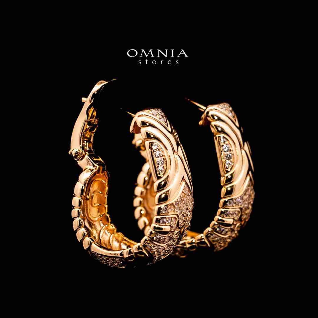Omnia Hajar Golden Clip Earrrings Necklace in 925 Silver In High Quality Simulated Diamonds - Image 3