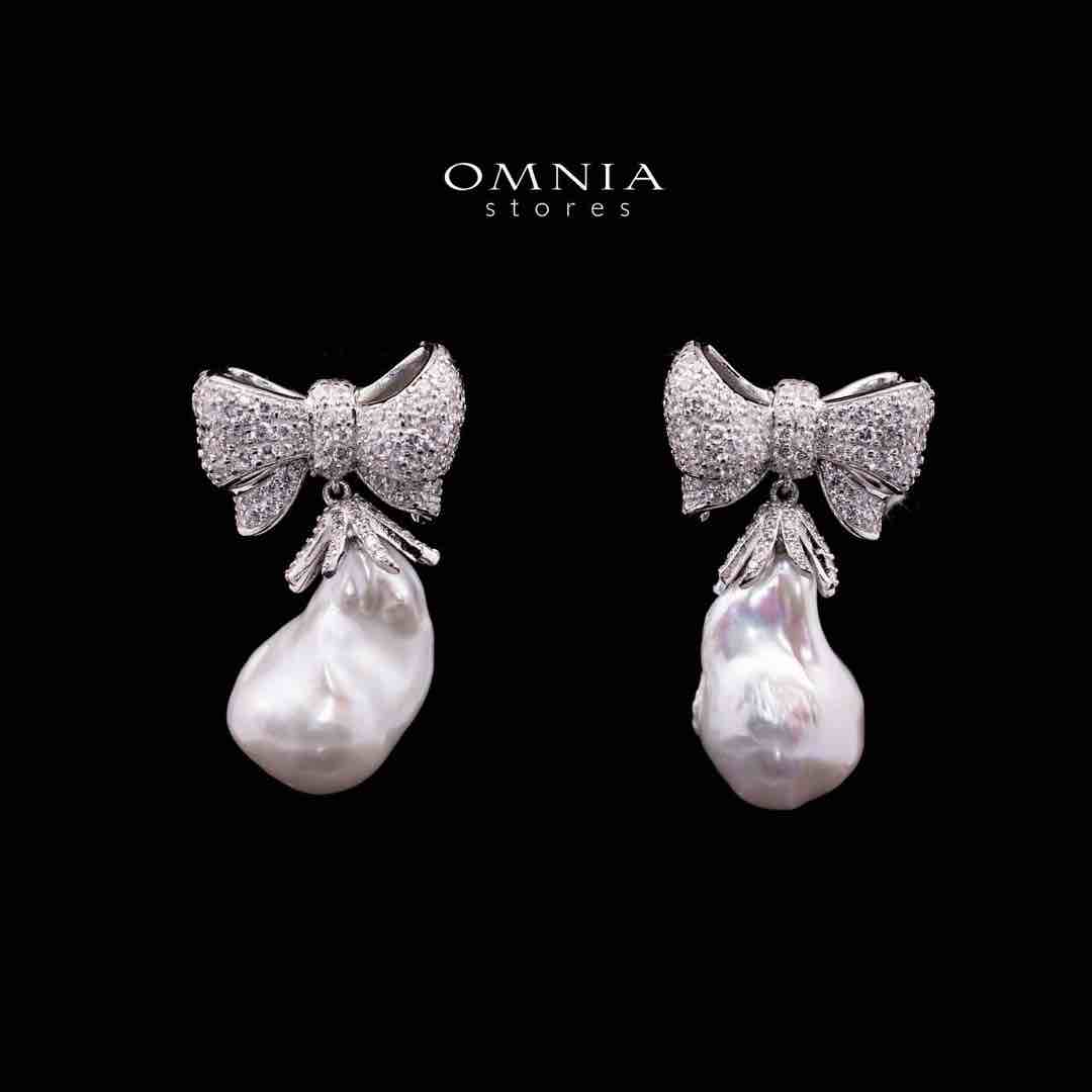 Omnia Jalila Fresh Real Water Pearl Silver Drop Earrrings Necklace in 925 Silver In High Quality Simulated Diamonds - Image 2