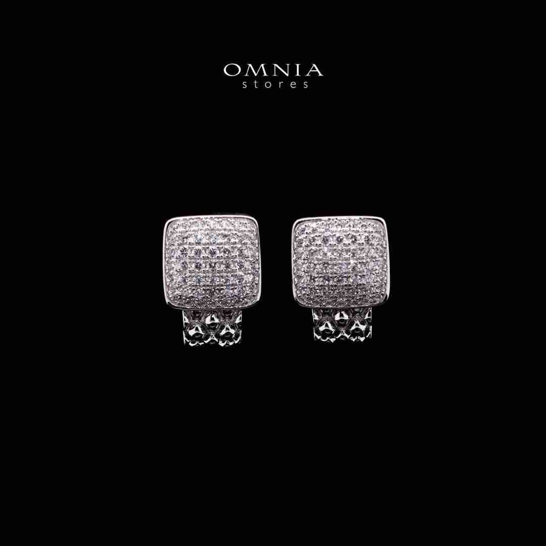 Omnia Safiyya Silver Clip Earrrings Necklace in 925 Silver In High Quality Simulated Diamonds