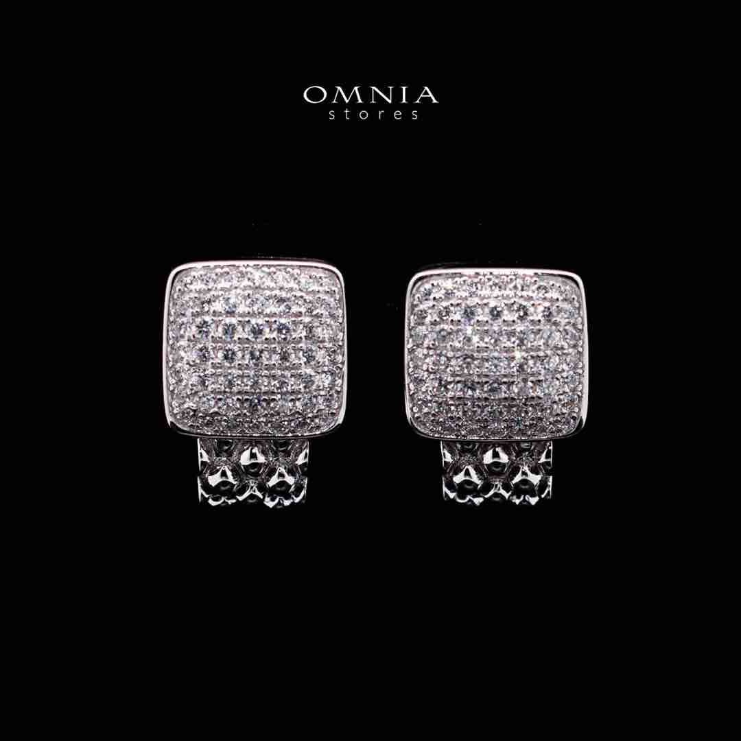 Omnia Safiyya Silver Clip Earrrings Necklace in 925 Silver In High Quality Simulated Diamonds - Image 2