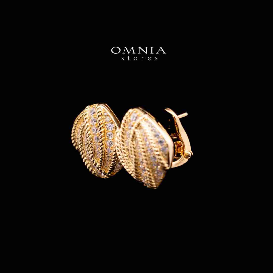 Omnia Yalina Golden Clip Earrings in 925 Silver In High Quality Simulated Diamonds - Image 2