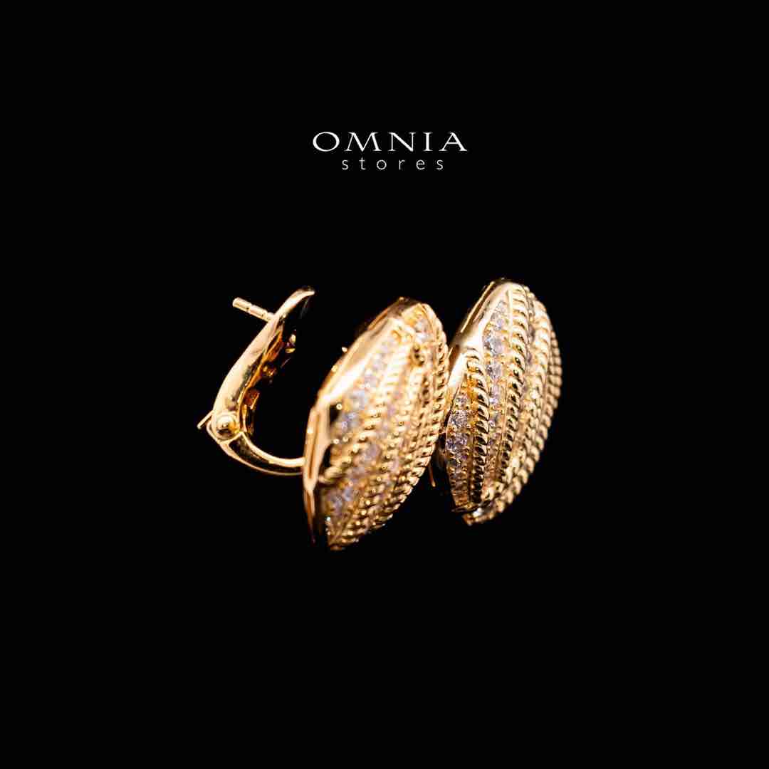 Omnia Yalina Golden Clip Earrings in 925 Silver In High Quality Simulated Diamonds - Image 3