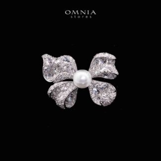 Omnia Pearl Butterfly Brooch in 92.5 Silver with High Quality Simulated Diamonds