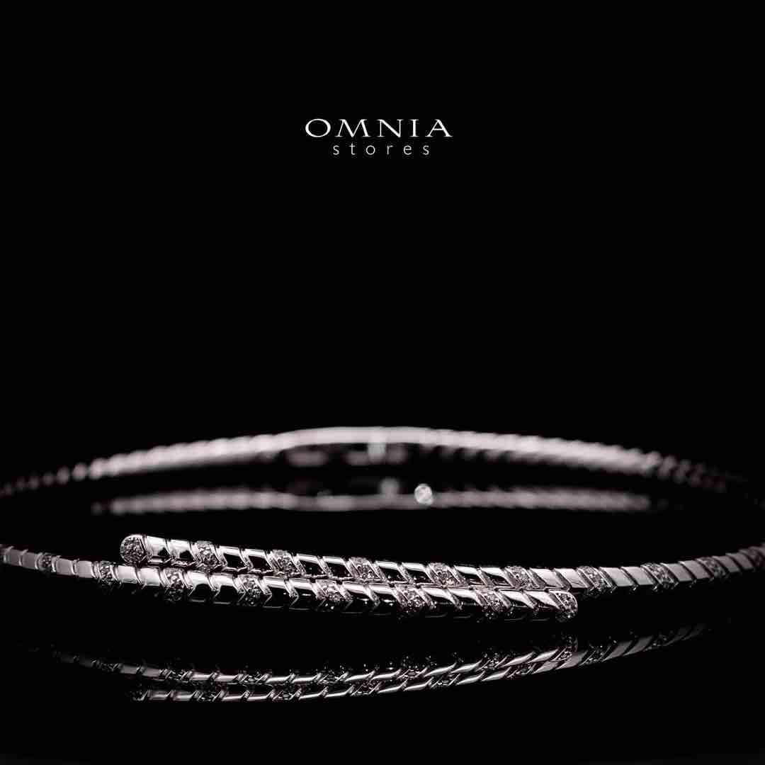 Omnia Shiza Silver Necklace with Chevron Design in 925 Silver and High-Quality Simulated Diamonds - Image 2