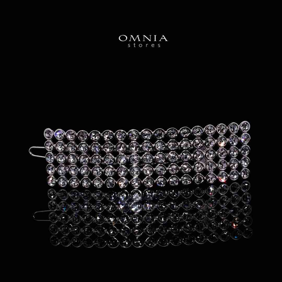 Omnia Afraa White Hair Clip In 925 Silver High Quality Lab Crafted Stones