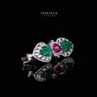 Omnia Aiza Multicolor Hair Clip In 925 Silver High Quality Lab Crafted Stones
