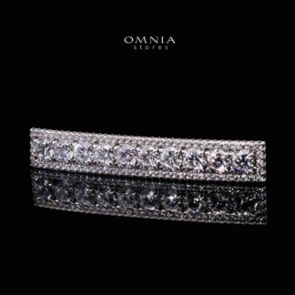 Omnia Anam White Hair Clip In 925 Silver High Quality Lab Crafted Stones