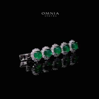 Omnia Anum Green Hair Clip In 925 Silver High Quality Lab Crafted Stones