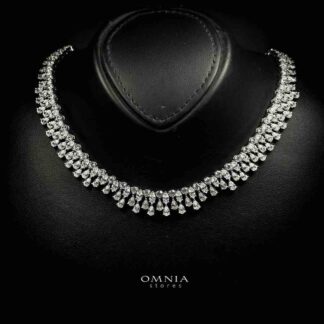 Omnia Falak White Necklace In 925 Silver High Quality Caertified Lab Crafted Stones