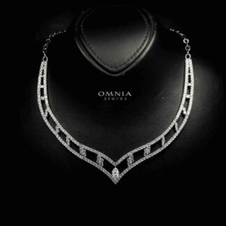Omnia Hameeda White Necklace In 925 Silver High Quality Caertified Lab Crafted Stones