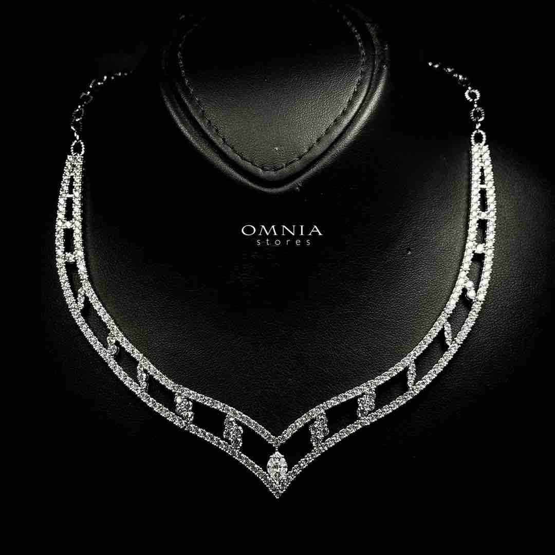 Omnia Hameeda White Necklace In 925 Silver High Quality Certified Lab Crafted Stones