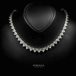 Omnia Hayaam White Heart Necklace In 925 Silver High Quality Caertified Lab Crafted Stones