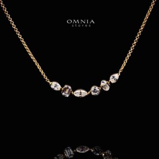 Omnia Huma Golden Pendant Necklace In 925 Silver High Quality Caertified Lab Crafted Stones