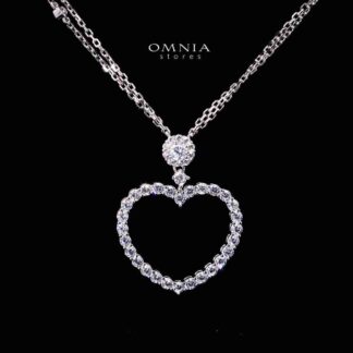 Omnia Raeda White Heart Pendant Necklace In 925 Silver High Quality Caertified Lab Crafted Stones