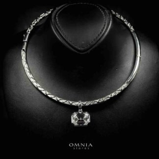Omnia Kouther White Necklace In 925 Silver High Quality Certified Lab Crafted Stones