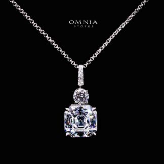 Omnia Lamya White Pendant Necklace In 925 Silver High Quality Certified Red Lab Crafted Stones