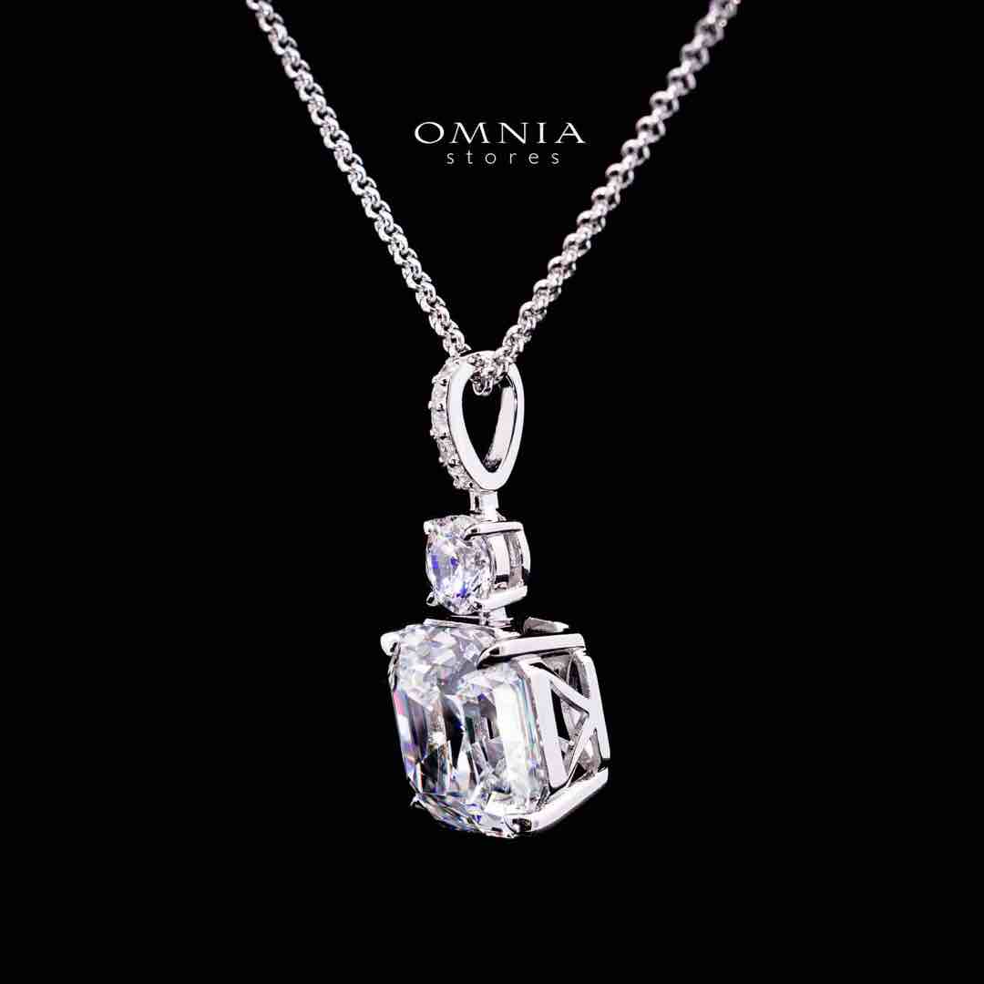 Omnia Lamya White Pendant Necklace In 925 Silver High Quality Certified Red Lab Crafted Stones - Image 2
