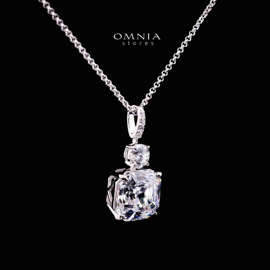 Omnia Lamya White Pendant Necklace In 925 Silver High Quality Certified Red Lab Crafted Stones - Image 4