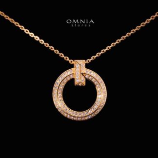 Omnia Sakina Rose Glod Pendant Necklace In 925 Silver High Quality Certified Lab Crafted Stones