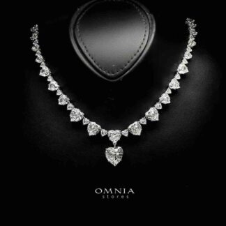 Omnia Fadilah White Heart Necklace In 925 Silver High Quality Certified Lab Crafted Stones