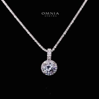 Omnia Falisha White Pendant Necklace In 925 Silver High Quality Certified Lab Crafted Stones