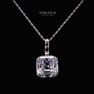Omnia Ruhina White Cushion Cut Pendant Necklace In 925 Silver High Quality Certified Lab Crafted Stones