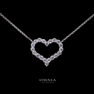 Omnia Afiya White Heart Pendant Necklace In 925 Silver High Quality Certified Lab Crafted Stones