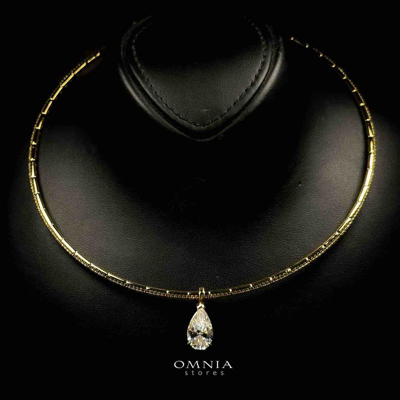 Omnia Anila Golden and White Pear Peandant Necklace In 925 Silver High Quality Certified Lab Crafted Stones - Image 2