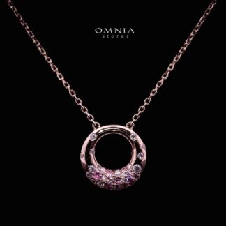Omnia Asah Rose Gold Peandant Necklace In 925 Silver High Quality Certified Lab Crafted White and Pink Stones