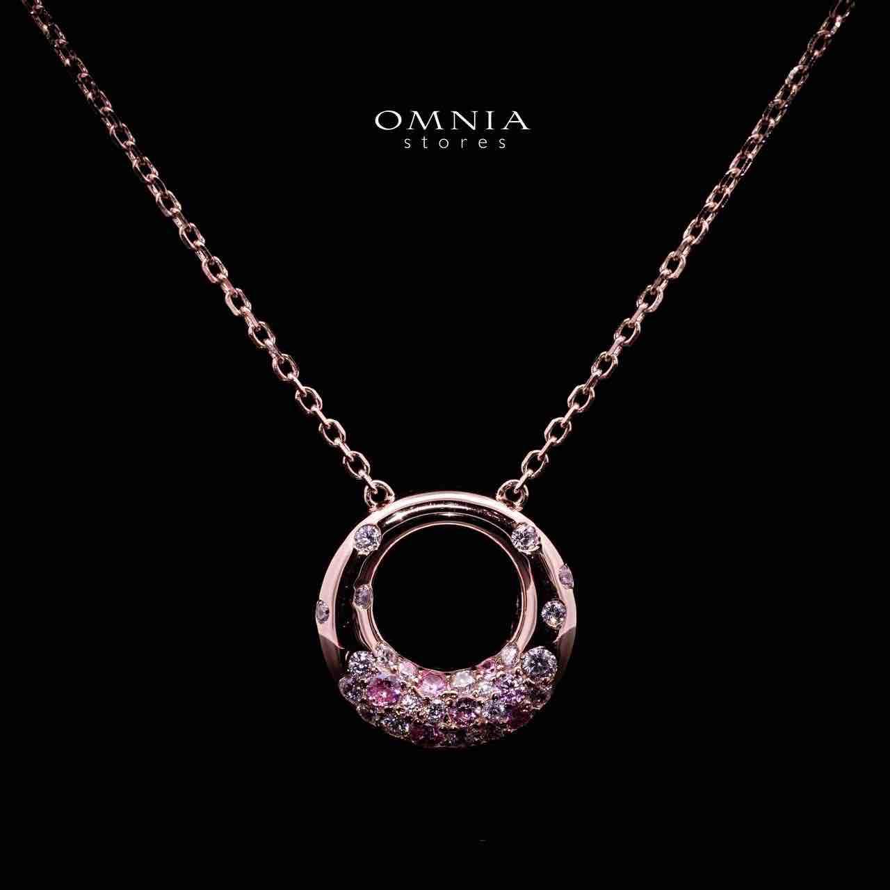 Omnia Asah Rose Gold Peandant Necklace In 925 Silver High Quality Certified Lab Crafted White and Pink Stones