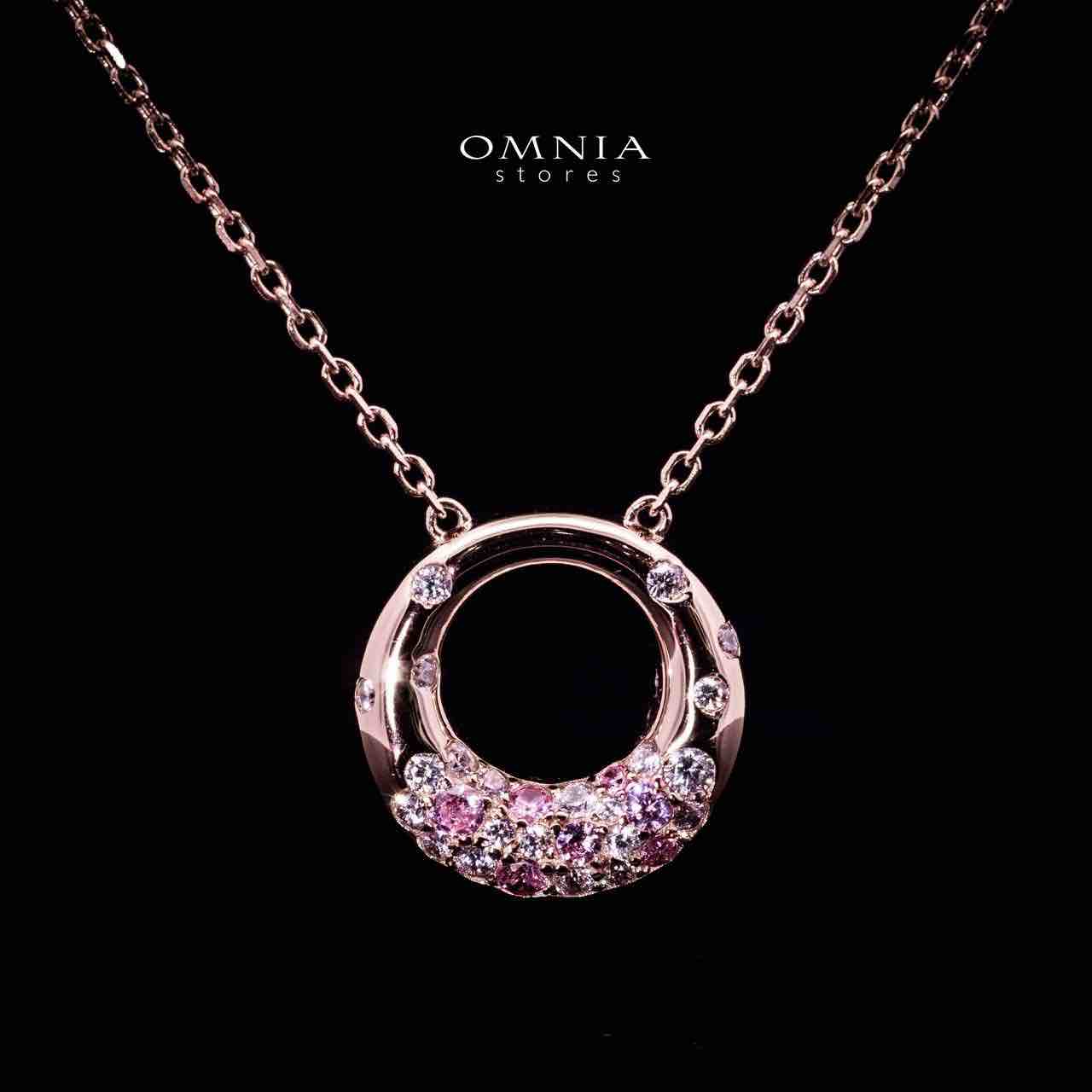 Omnia Asah Rose Gold Peandant Necklace In 925 Silver High Quality Certified Lab Crafted White and Pink Stones - Image 2