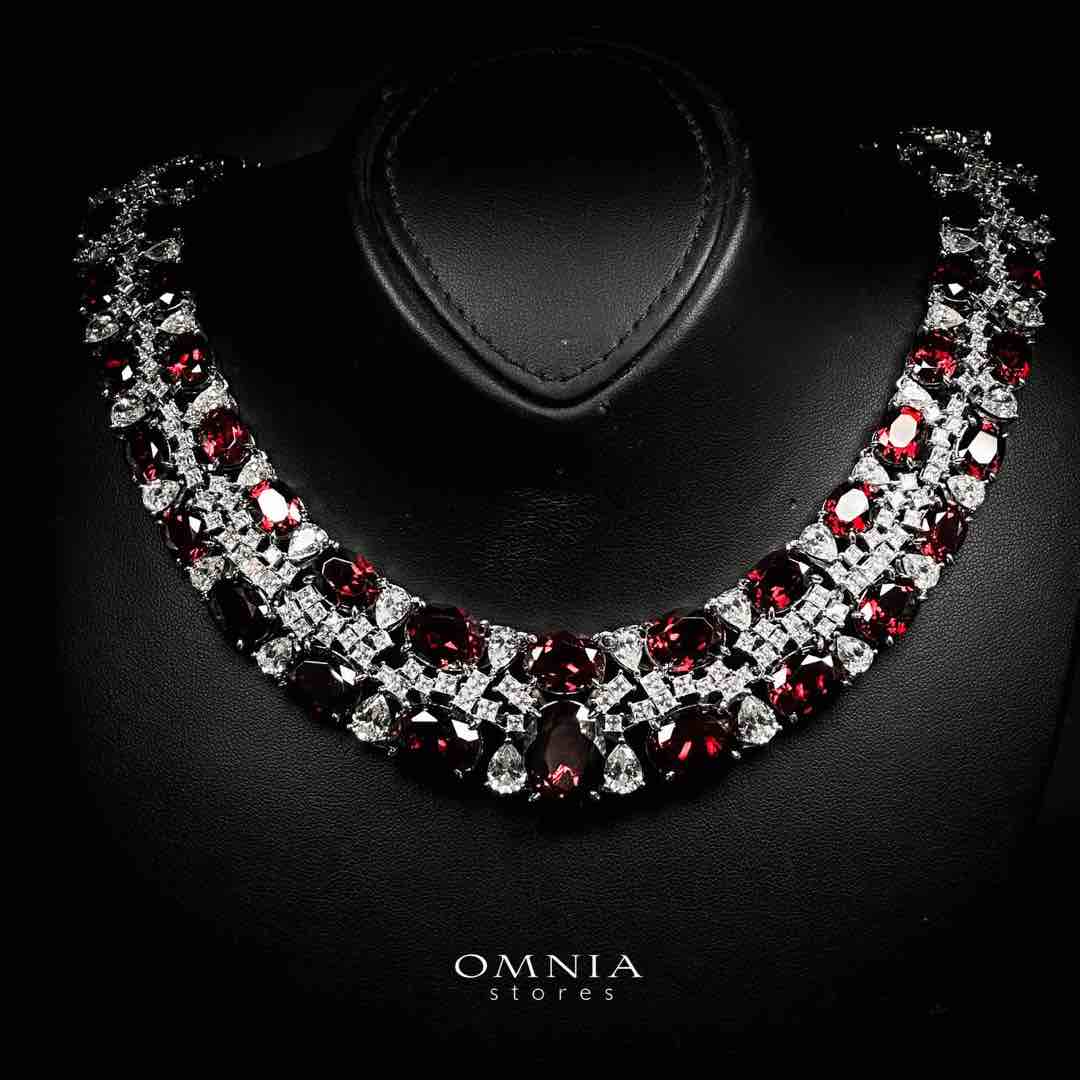 Omnia Maimoona Red and White Necklace In 925 Silver High Quality Certified Lab Crafted Stones - Image 2