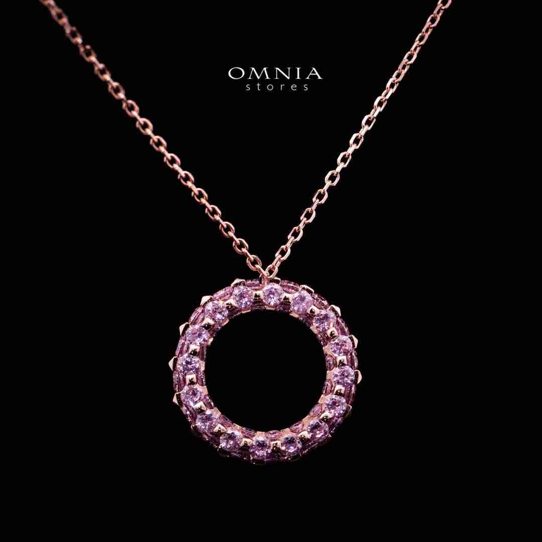Omnia Maisa Rose Gold Pendant Necklace In 925 Silver High Quality Certified Lab Crafted Pink Stones