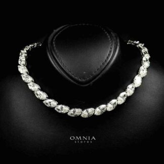 Omnia Nazia White Necklace In 925 Silver High Quality Certified Lab Crafted Stones