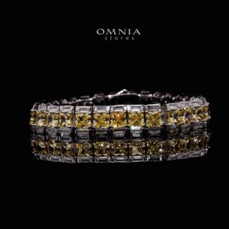 Omnia Dhuha Yellow Silver bracelet in 925 Silver with High-Quality Simulated Diamonds