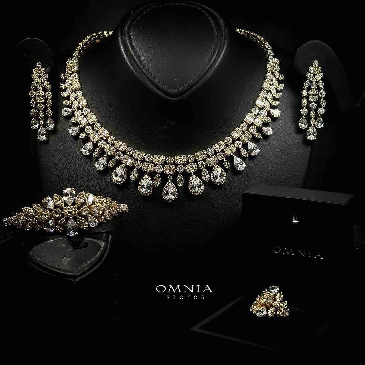 Omnia Adelita Golden Luxury Bridal Full Set in High Quality Zircon Stone Rhodium Plated - Image 2