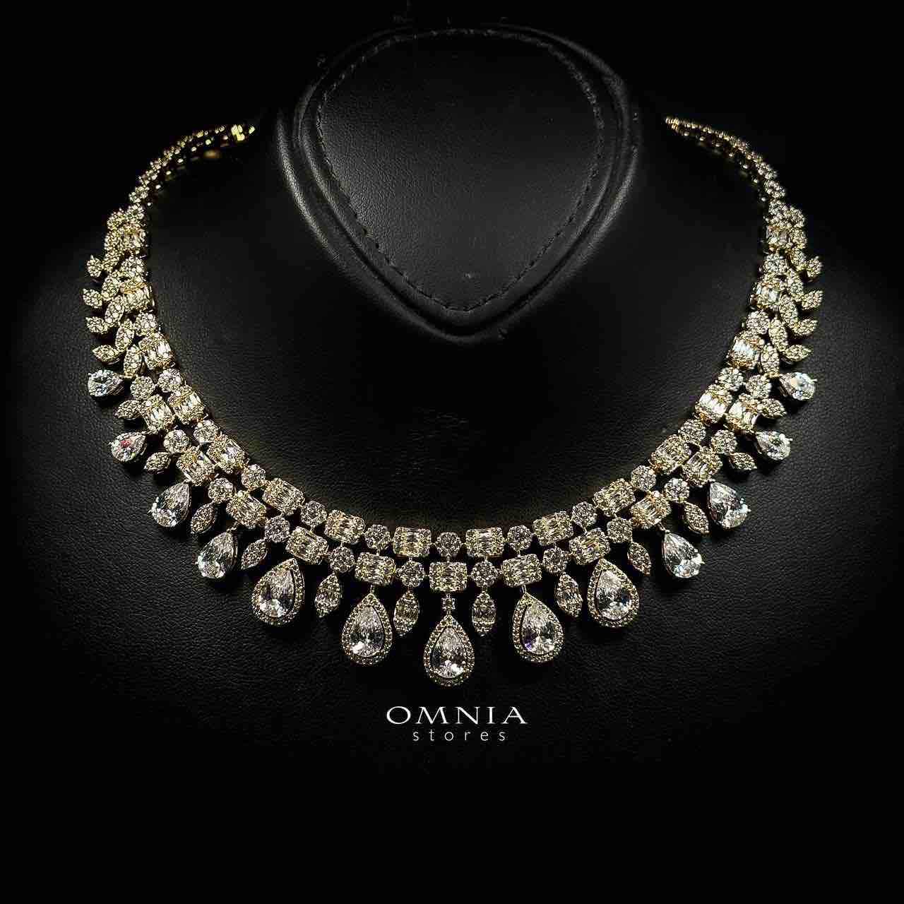 Omnia Adelita Golden Luxury Bridal Full Set in High Quality Zircon Stone Rhodium Plated - Image 4