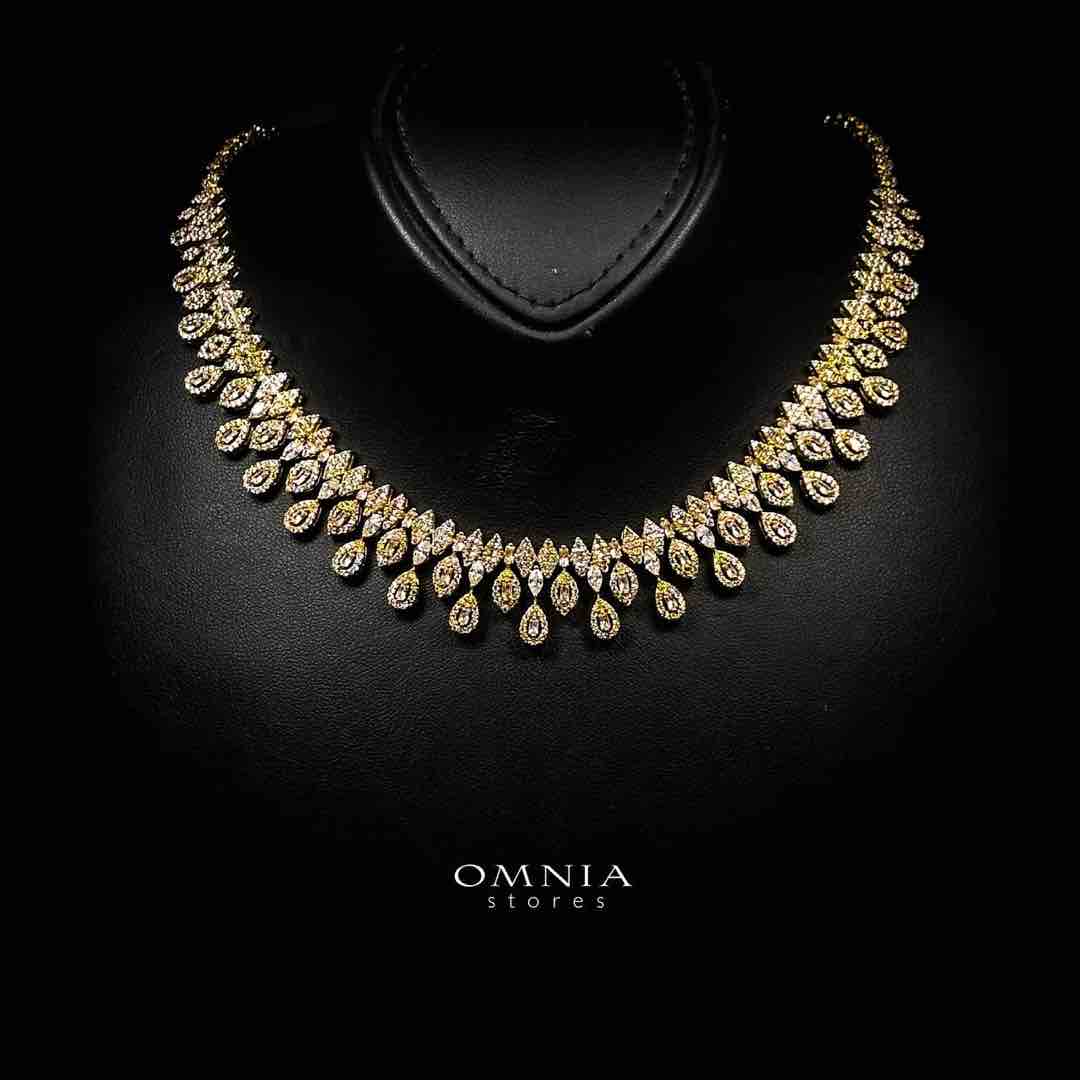 Omnia Sofia Golden Luxury Bridal Full Set in High Quality Rhodium Plated Zircon Stones - Image 2