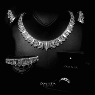 Omnia Naseera Luxury Bridal White Full Set in High Quality Zircon Stone Rhodium Plated