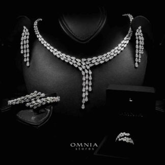 Omnia Nasiha Luxury Bridal White Full Set in High Quality Zircon Stone Rhodium Plated
