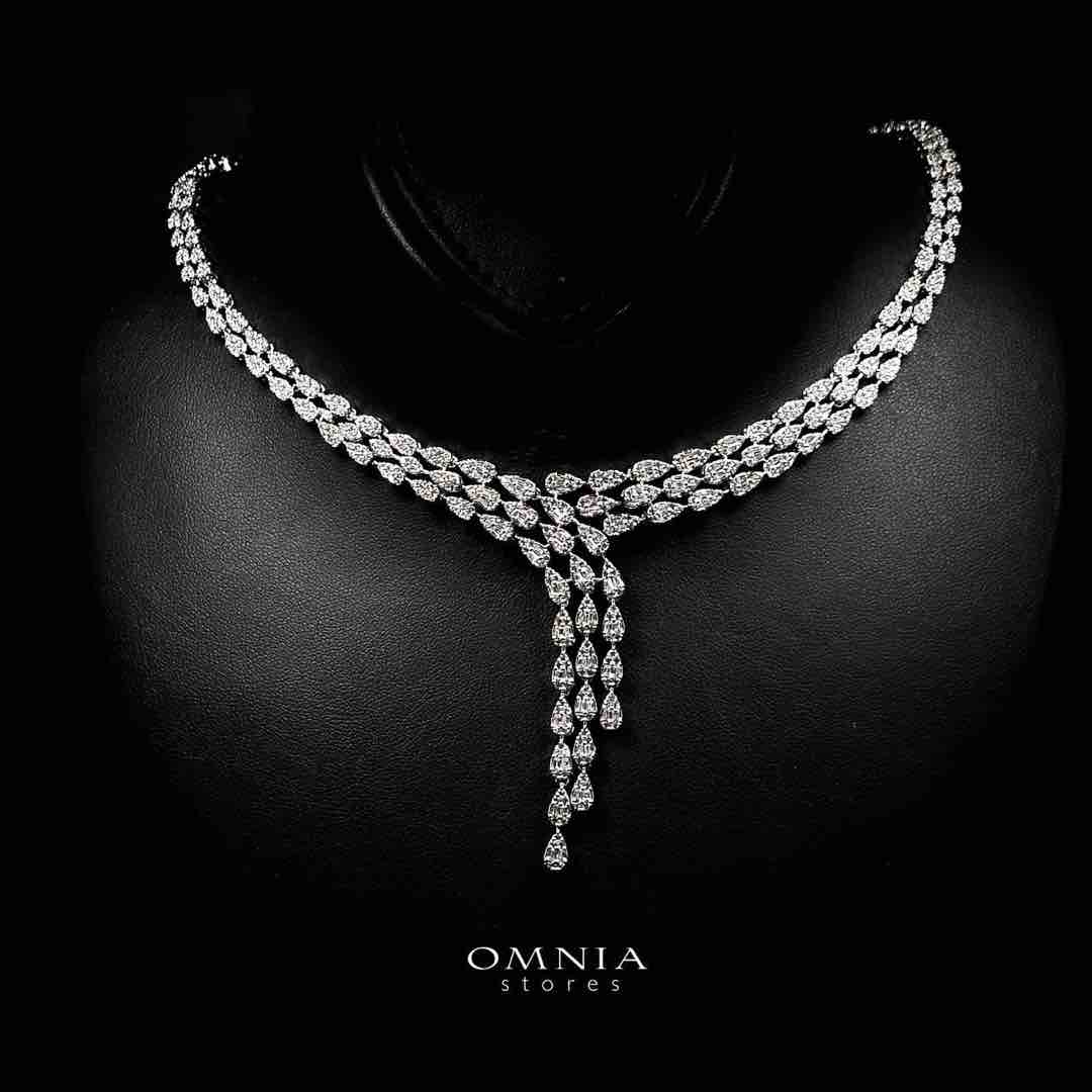 Omnia Nasiha Luxury Bridal White Full Set in High Quality Zircon Stone Rhodium Plated - Image 3