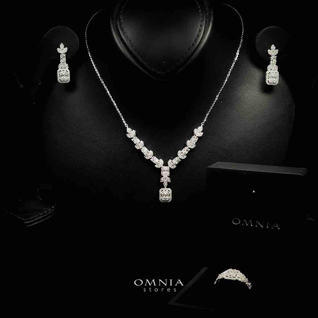 Omnia Janaan White Necklace, Earrings and Ring Set in 925 Silver with High Quality Simulated Diamonds - Image 2