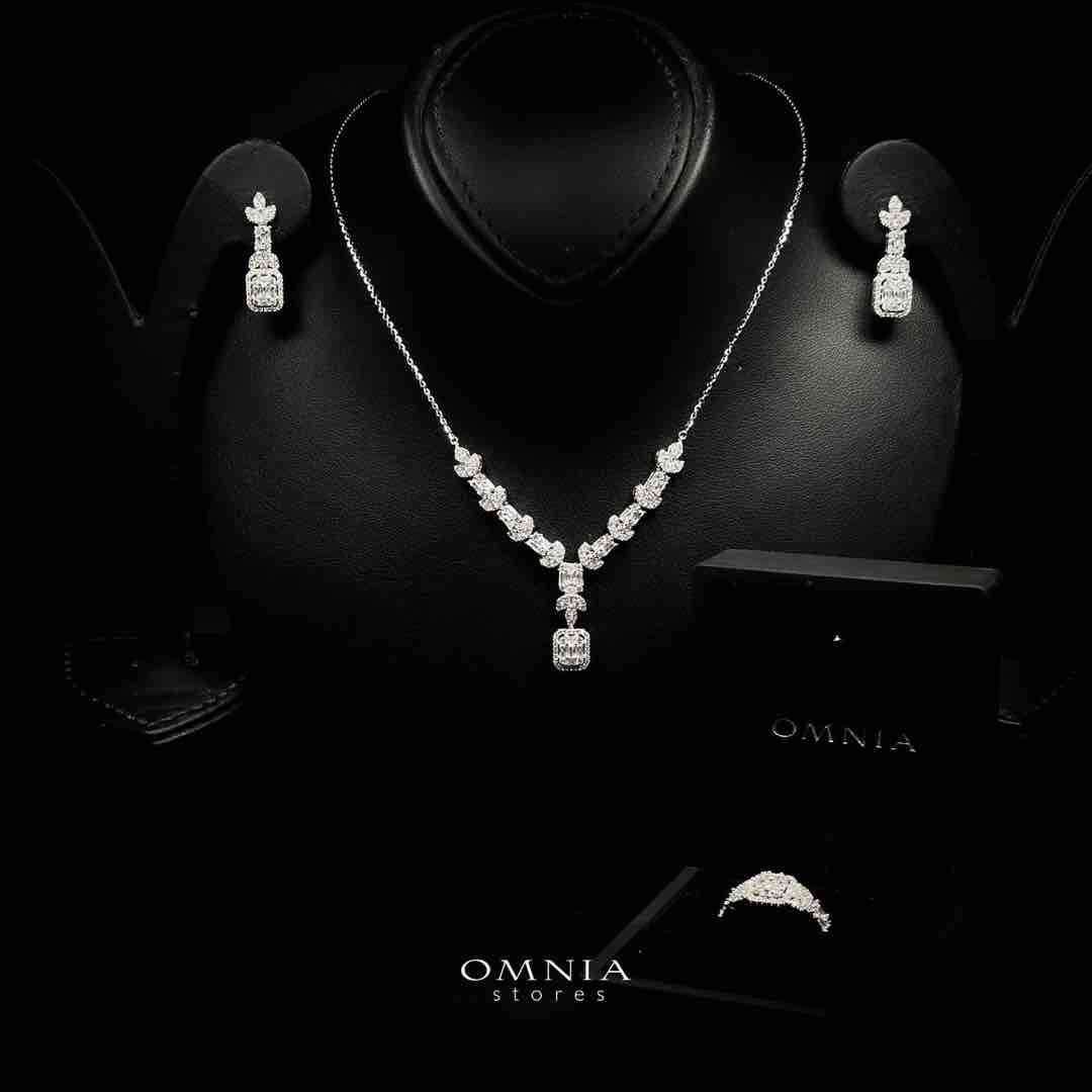 Omnia Janaan White Necklace, Earrings and Ring Set in 925 Silver with High Quality Simulated Diamonds - Image 3