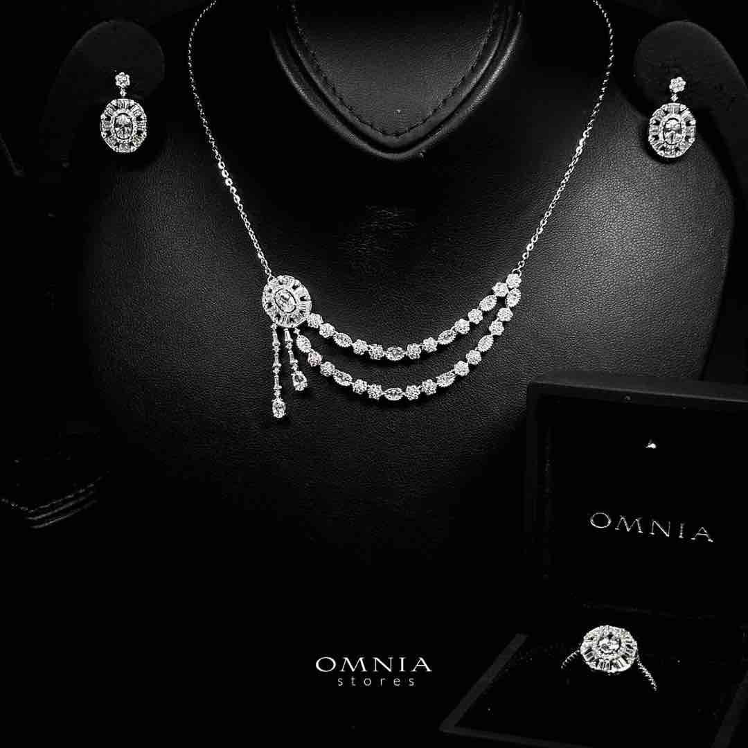 Omnia Majeeda White Necklace, Earrings and Ring Set in 925 Silver with High Quality Simulated Diamonds - Image 2