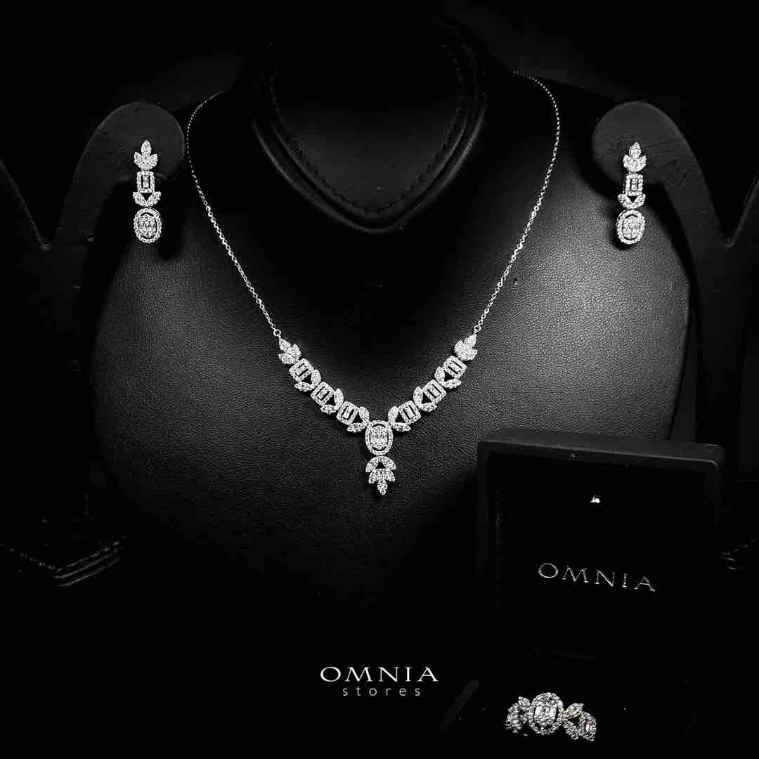 Omnia Nabeeha White Necklace, Earrings and Ring Set in 925 Silver with High Quality Simulated Diamonds - Image 3