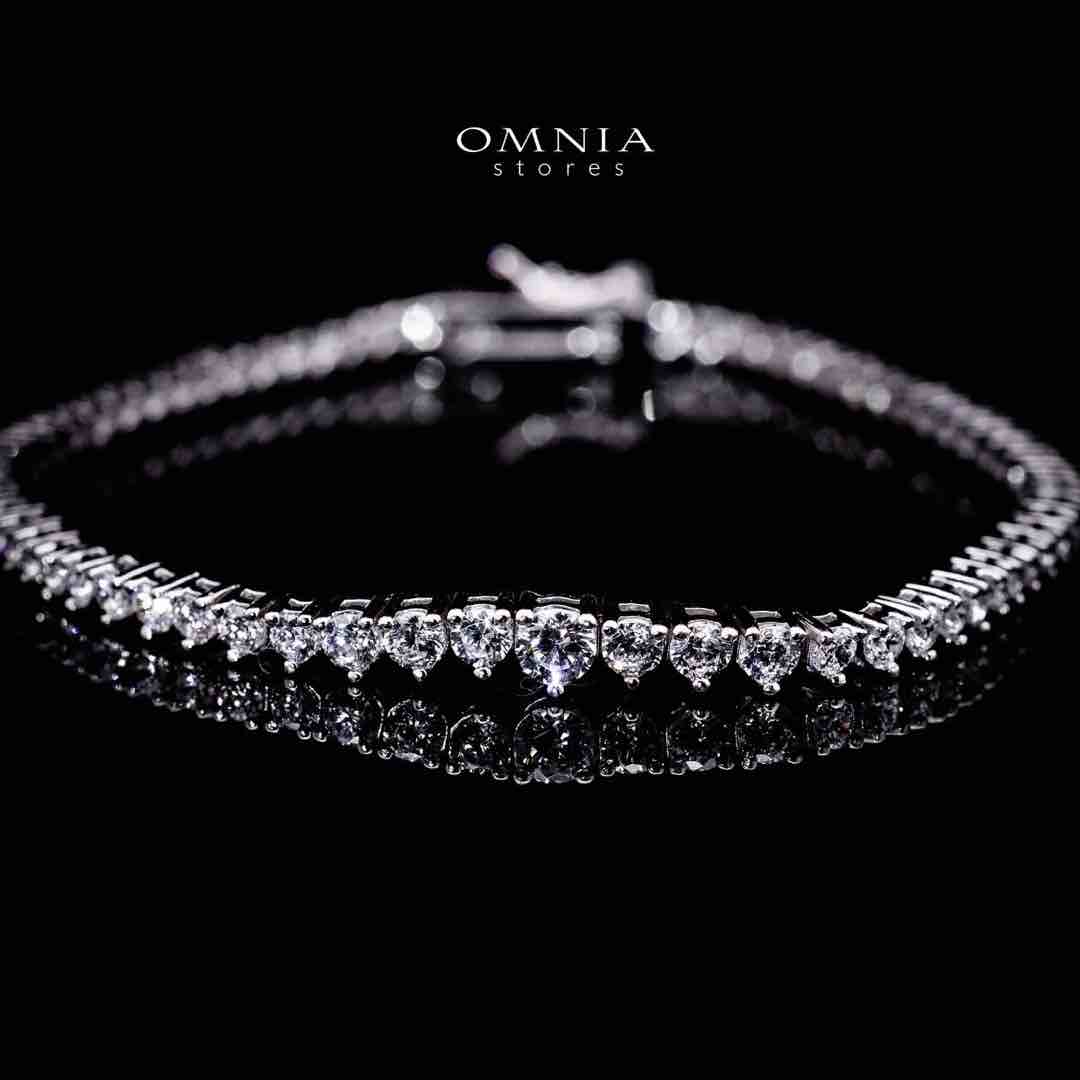 Omnia Nazaaha White Heart Tennis Necklace, Earrings and Bracelet Set in 925 Silver with High Quality Simulated Diamonds - Image 4
