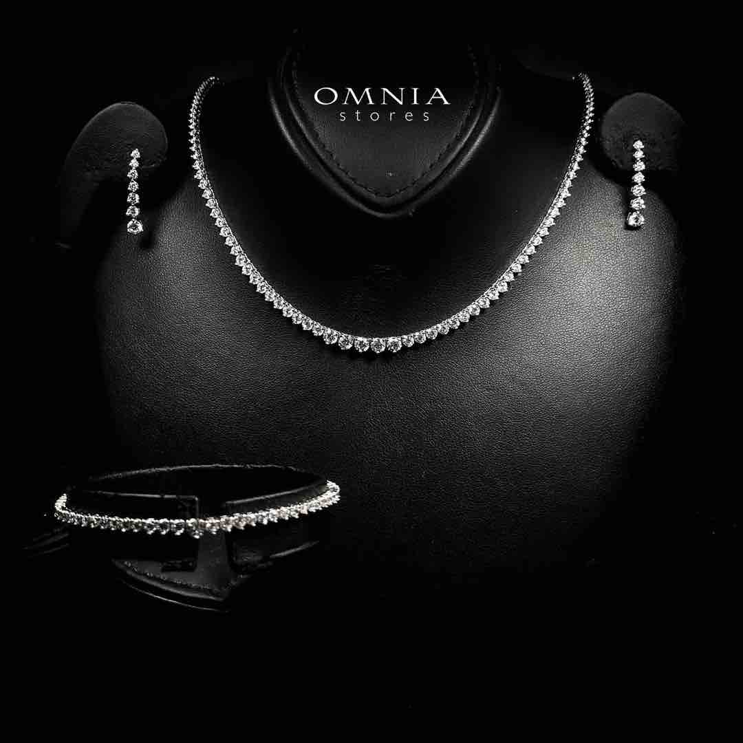 Omnia Nazaaha White Heart Tennis Necklace, Earrings and Bracelet Set in 925 Silver with High Quality Simulated Diamonds - Image 5